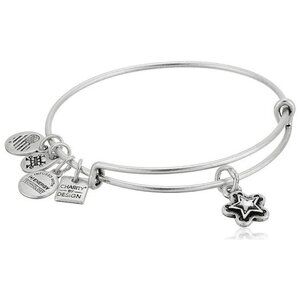 Alex and Ani True Wish Silver Tone Star Crystal Bangle Bracelet